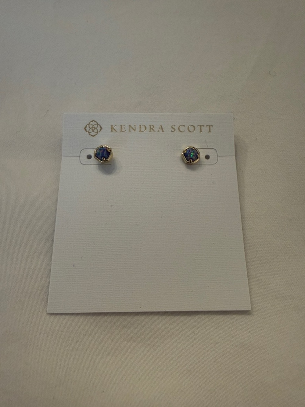 Kendra Scott Gold Stud Earrings with Iridescent Blue Stones